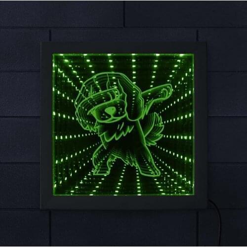 Dab Dance Style Cavalier King Charles Spaniel LED Infinity Mirror Never Ending Tunnel of Light Home Decor Funny Dab Dance Gift