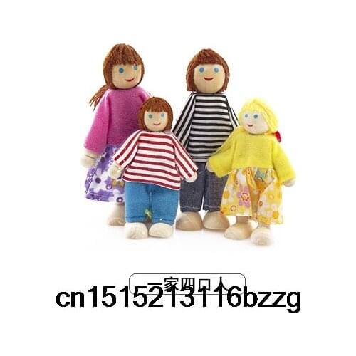 4PCS/Set Wooden Furniture Dolls House Family Person Figures Miniature Set Doll Toys Pretend Play For Kids Child Play Toy 50Set