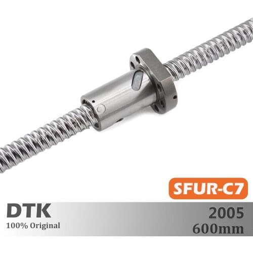 DTK Taiwan SFU2005 Rolled C7 20mm lead 5mm Ball Screw 600mm thread shaft High Precision Flange CNC Spindles TBI Replaceable