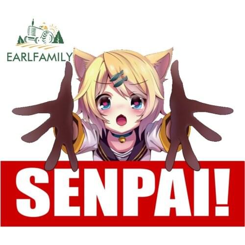 EARLFAMILY 13cm x 9.6cm for Senpai Sexy Girl Car Stickers Motorcycle Decal Surfboard Windshield Sticker Laptop Creativite Decor