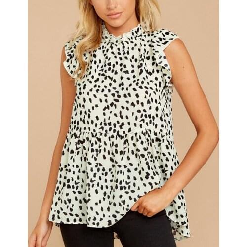 Elegant Stylish Dot Print Loose Fit Casual Blouse Breathable Summer Blouse Dot Print Ladies Clothing