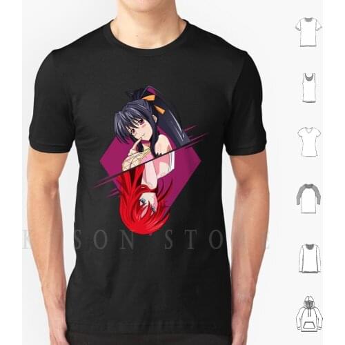 High School Dxd-Rias & Akeno T Shirt Diy Big Size Cotton Akeno Himejima Manga Girls Wifu High School Dxd Rias Highschool