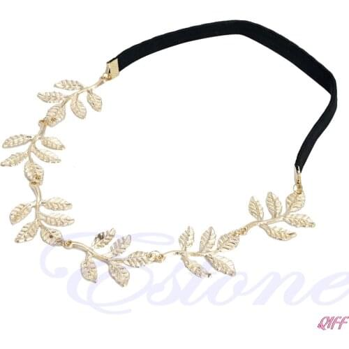 Greek Goddess Peace Angel Golden Olive Leaves Elastic Hair Band Headband Vintage