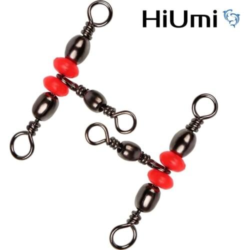 HiUmi 25Pcs 3 Way Brass Rolling Barrel Swivel Fishing Line Sinker Slides Hook Shank Clip Connector Swivels