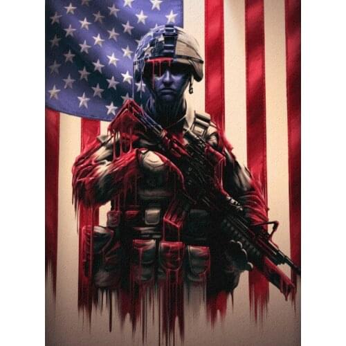 JMINE Div 5D American Army soldier Flag Full Diamond Painting cross stitch kits art Portrait 3D paint by diamonds