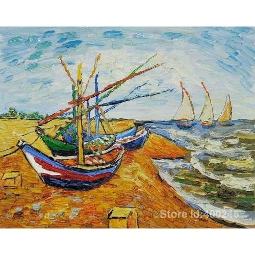 Vincent Van Gogh paintings of Boats at St Maries modern art seascape High quality Hand painted