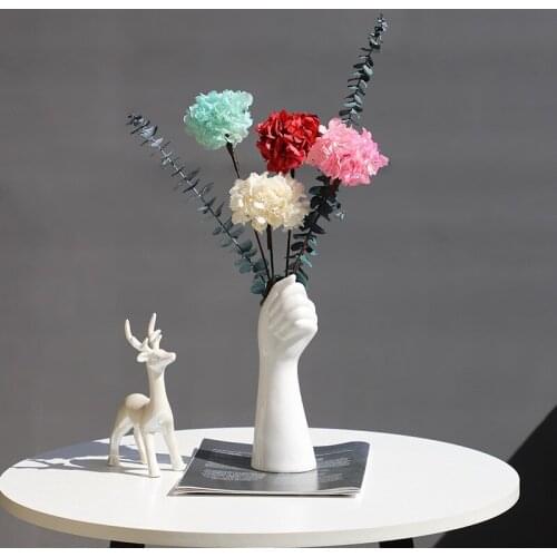 Hands Ceramic White Vase Decor Blender Hydroponics Cemetery Unique Vases Nordic Styles Table Decoration Flower Tabletop Vase