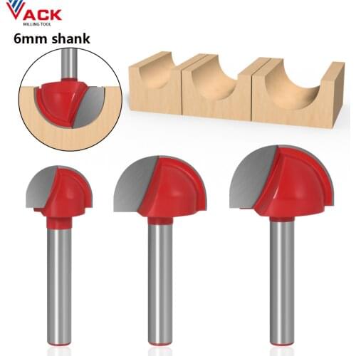 VACK 6mm Shank Round Ball Nose End Mill Wood Cuter Cove CNC Milling Bit Radius Core Box Solid Carbide Router Bit Tools 6 25 32mm