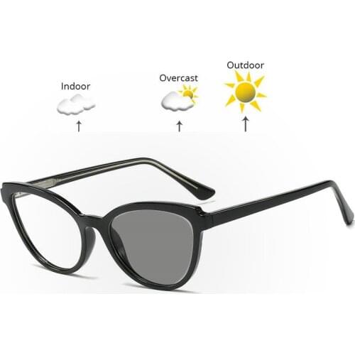 Round Sun Photochromic Finished Men Women Myopia Eyeglasses Frame with Black Lens Sun Glasses Optical Myopia Eyewear FML