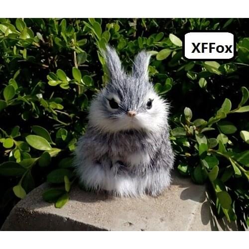 Small real life rabbit model plastic&furs cute gray rabbit doll home decoration gift about 12x8cm xf1950