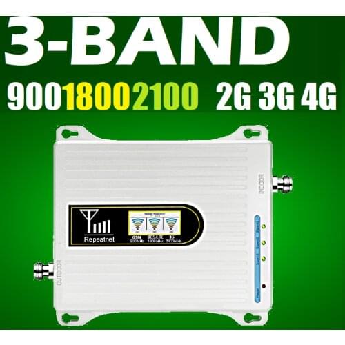 B8 B3 B1 900 1800 2100 mobile tri band repeater internet telephone cellphone mobile network antenna 3g lte 4g repeater cellphone