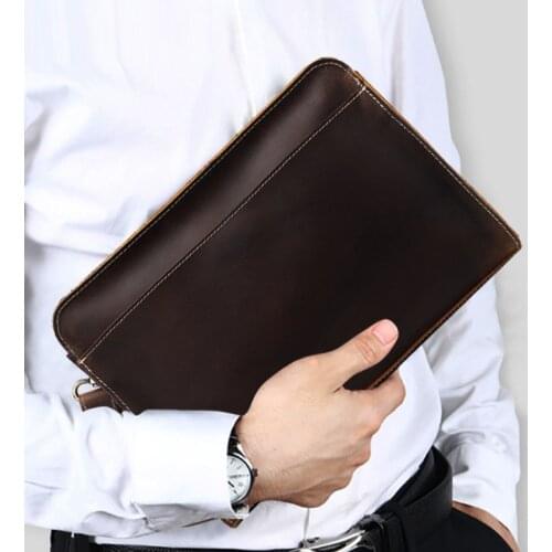 MAHEU High Quality Mens Business Clutch Bag Genuine Leather Hand Clutch Big Purse With Wrist Belt Hot Fashion Men Clutch Bag