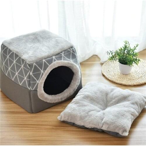 Pet Bed For Cats Dogs Soft Nest Kennel Bed Cave House Sleeping Bag Mat Pad Tent Pets Winter Warm Cozy Beds 2 Size