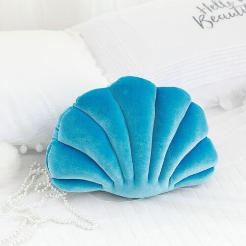 Stuffed Pillow Fairy Princess Luxury Shell Shape Fantastic Velvet Pillow Sea Shell Household Decoration Bed Sofa Cushion Present