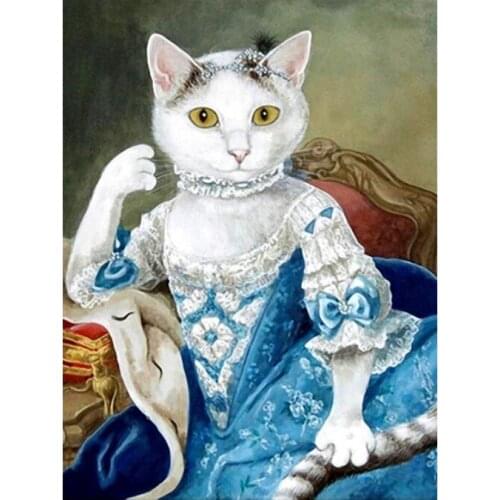 Cartoon Full Square Diamond Painting Kits Animal Cat Girl Mosaic Embroidery Picture Crystal Rhinestones Stickers Decal Wall Art