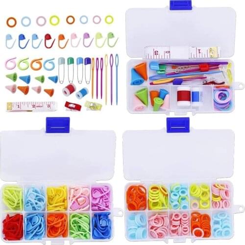 Imzay Stitch Ring Markers Locking Counter Crochet Clips Colorful Knitting Marker Painted Pin Stitch Needle Clip Knitting Kit