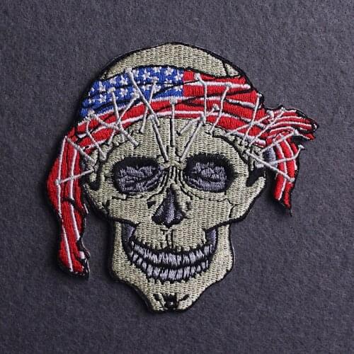 Diy Punk skull Patch Sticker Skeleton Patch Iron On Patches On Clothes Embroidered Patches For Clothing Sewing applique Sticker