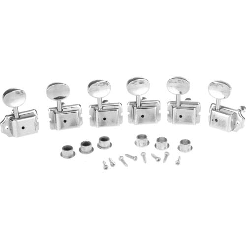 Musiclily Vintage Style 6R Vintage Style Electric Guitar Machine Heads for Strat Stratocaster or Tele Telecaster Style, Nickel