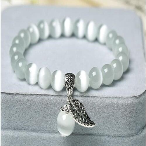 Natural jade cats eye stone handcarved beads bracelets beads for couples woman men beads bracelet with jade bracelet