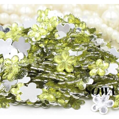 New 1000pcs/Lot Size 10mm Light Yellow Plum Flower Round Acrylic Flat Back Nail Art for DIY