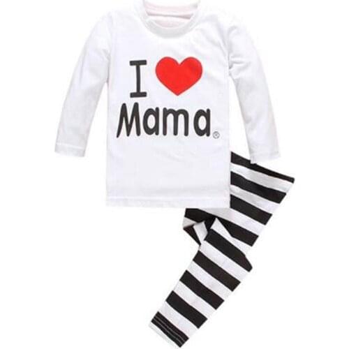 New Children Sleepwear Kids Pajamas Sets Baby I Love Mama Pyjamas Girls Boys Pijamas Cartoon Nightwear