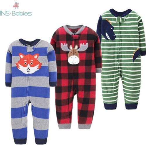 Autumn Children Clothing For Boys Winter Cartoon Baby Boys Clothes Romper 9-24m Fleece Climbing Jumpsuit With Zipper 2021 Infant