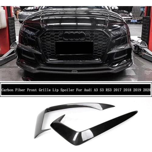 For Audi A3 S3 RS3 2017 2018 2019 2020 Carbon Fiber Front Grille Lip Spoiler Bumper Diffuser High Quality Auto Accessories