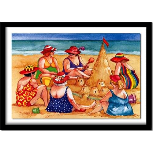 Full Square/Round Drill 5D DIY Diamond Painting "Beach fat woman" 3D Embroidery Cross Stitch Rhinestone Home Decor