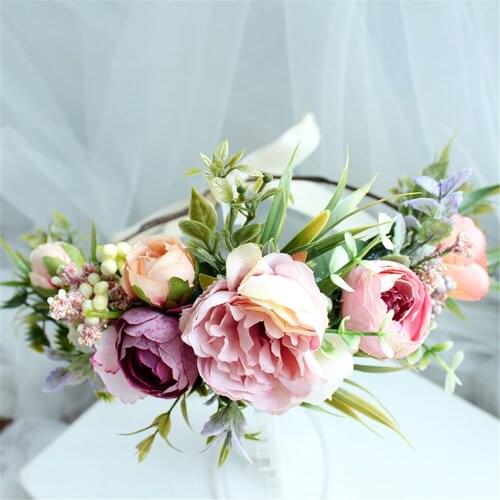 Rustic Bridesmaid Hair Flower Headbands Wedding Hair Accessories Bridal Flower Crown Headpieces Bridal Flower Girls Garland