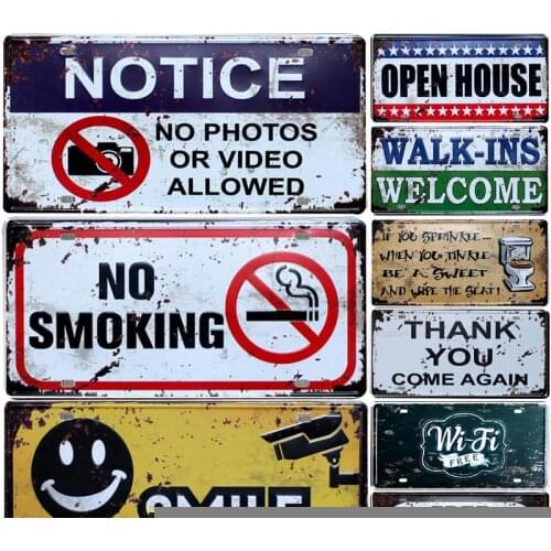 WARNING Slogan No Smoking Vintage Home Decor Metal Tin Sign Bar Pub Hotel Decoration Metal Sign Wall Art Painting Metal Plaque