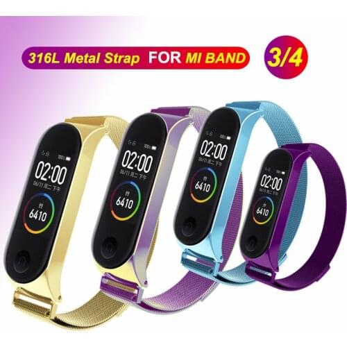 Magnetic Steel Watch Strap For Mi Band 4 3 Strap Wristband smart Accessories Sport Bracelet For Xiaomi Smart Band 4 3 Strap