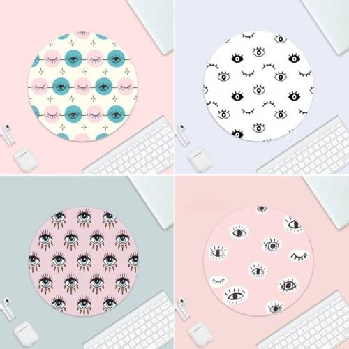 Evil Eyes Pattern Rubber Mouse Durable Desktop Mousepad Small Rubber Desk Table Protect Game Office Work Round Mouse Mat pad