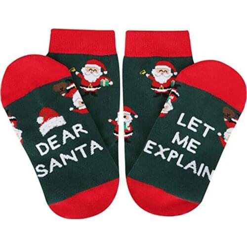Christmas Socks Winter Santa Claus Letters Adult Warm Socks Cute Funny Kawaii Cotton Socks for Women Men