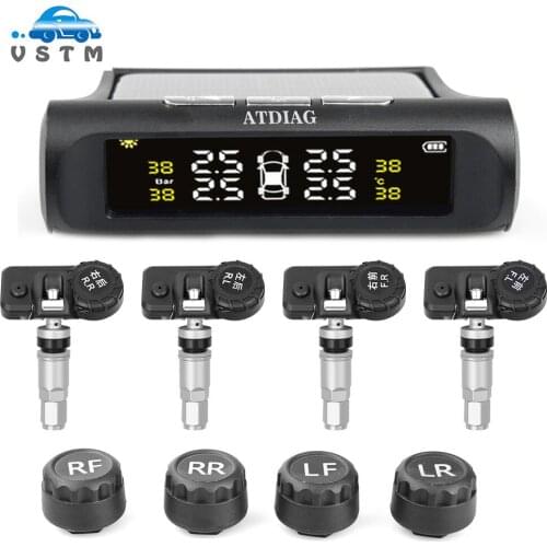 Newest Solar Power USB Car Tire pressure alarm Monitoring System LCD Display external sensor auto security warning monitor/gause
