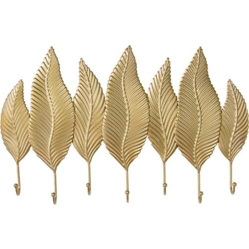 Modern decorative hooks door key wall hook nordic coat hanger creative golden leaf clothes hat hook key holder wall hanging