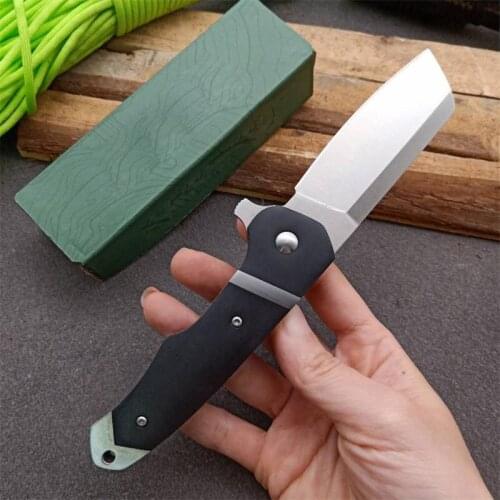 CRK 7270 Tactical Folding Knife/Ebony Wood+Steel Handle Outdoor Survival Camping Jungle Utility Knife can be hung with rope