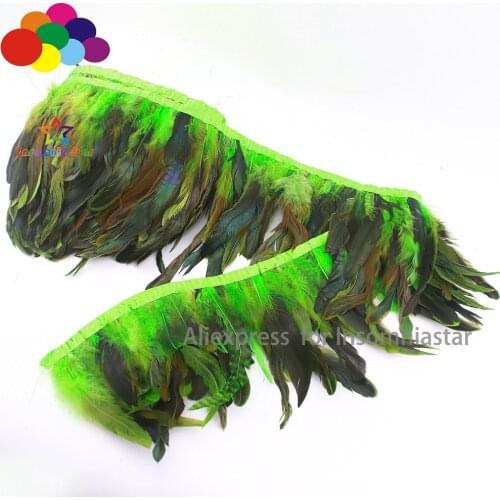 INSOMNIA STAR 1/5/10 Meter 6-8'' ROOSTER Fruit green FEATHER FRINGE TRIM FASCINATOR MATERIAL