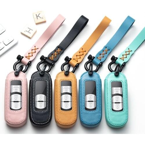High Quality Car Geunine Leather Key Case Cover Holder For Mazda 2 3 6 Axela Atenza CX-5 CX5 CX-7 CX-9 Fiat 124 Spider