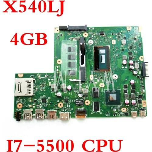 X540LJ With I7-5500 CPU With 4GB memory mainboard For ASUS X540 X540L X540LJ laptop motherboard Tested Working free shipping