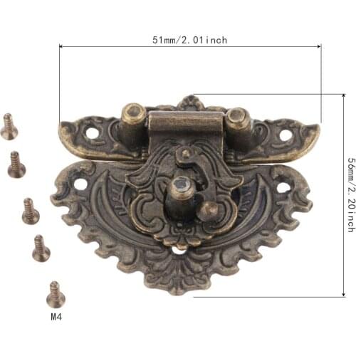 1Pc 50*56m Antique Latches Catches Zinc Alloy Hasps Clasp Buckles Small Lock for Jewelry Wood Box Suitcase Furniture Hardware