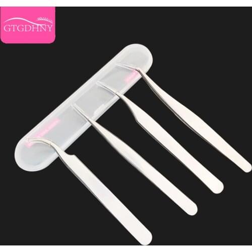 1 pcs Stainless Steel Eyelashes Tweezers Professional For Lashes Extension Silver Decor Anti-static Eyelash Tweezer Makeup Tools