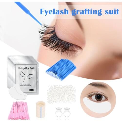 2021 False Eyelashes Grafting Tool Set Eyelash Brush Disposable Cotton Swabs Hydrogel Eye Mask Gauze Ring Cup SSwell