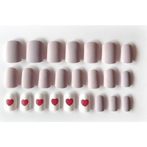 24pcs/box New Matte Matte Peach Heart Fake Nails DIY Professional Nail Salon Tools