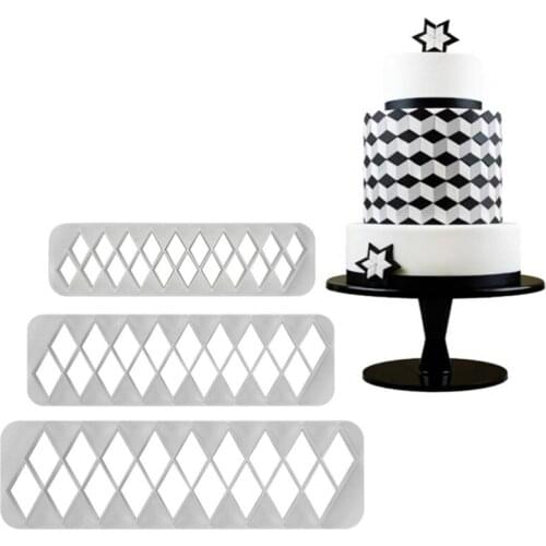 3pcs 3D Geometric Cutters Fondant Biscuit Cookie Cutter Geometry Cake Mold Fondant Mold Cake Decorating Tools Baking Accesorries