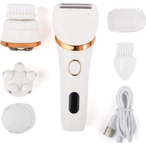 LCD electric hair trimmer USB rechargeable hair trimmer body hair remover facial brush massage 3 in 1 women shaver