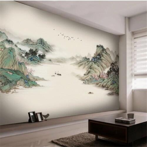 Wellyu Customized 3d wallpaper Chinese landscape artistic conception flowing water making money TV background wallpaper