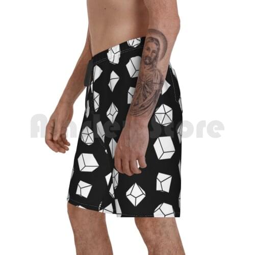 White Dice To Break The Ice Beach Shorts Men Beach Pants Swim Trunks Dice Polyhedral Polyhedral Dice Dnd Tabletop