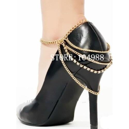 FREE SHIPPING NEW Style A25 Women Shoe Heel Chain Jewelry Rhinestone Metal Chains Anklets