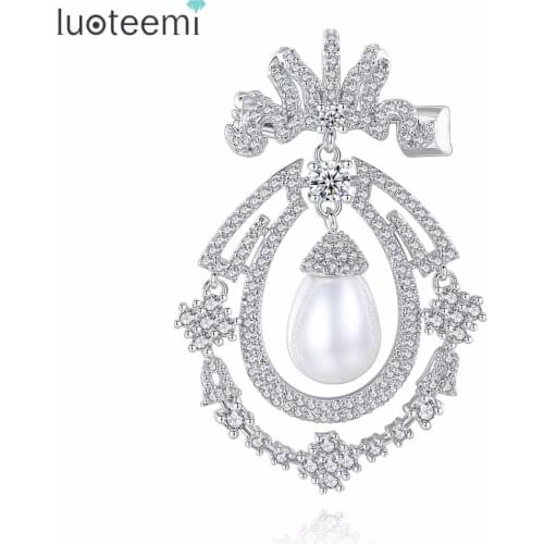 LUOTEEMI Brooch Copper AAA CZ 2018 Hot Sale Brand New Classic Popular High Quality Imitation Pearl For Women Girl Party Jewelry