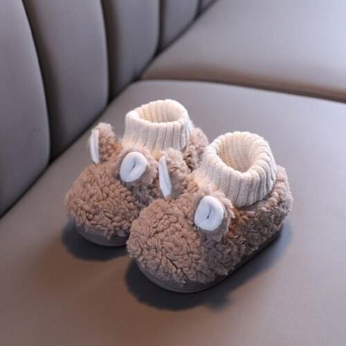 Kids Slippers For Toddler Boys Indoor Shoes Baby Girl Fur Slides Cotton Flip Flop Warm Winter House Children Non-slip Slipper